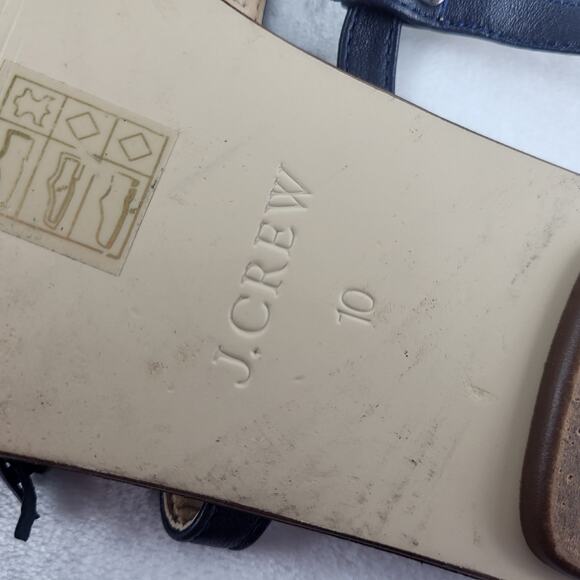 J.Crew Fringe Leather Slingback Adjustable Buckle Sandals Flats in Black | 10 - Picture 7 of 8